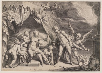 Venus and Mars Discovered by Apollo by Jacob Matham