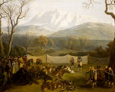 Winter: hunting in Persano reserve by Jacob Philippe Hackert