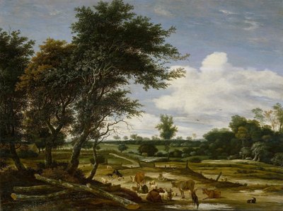 Landscape with Herdsmen and Cattle by Jacob Salomonsz. van Ruysdael