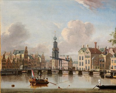 A View of the Munt, Amsterdam with Figures in Boats and Swimming in the Canal by Jacob Storck