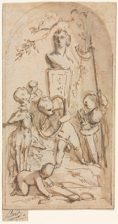 Bust of Diana with Putti and Hunting Attributes by Jacob de Wit