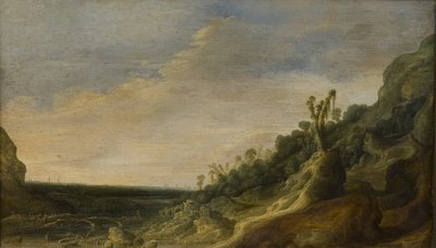 Mountain Scenery with a View of a River and the Sea by Jacob van Geel