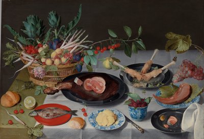 Still Life with Meat, Fish, Vegetables, and Fruit by Jacob van Hulsdonck