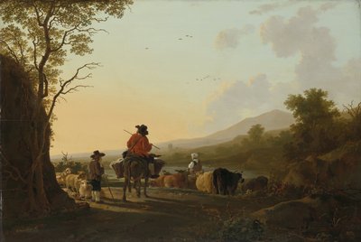 Landscape with Cattle Driver and Shepherd, c.1780-85 by Jacob van Strij