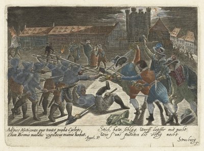 Fight Between Students and Soldiers by Jacob van der Heyden