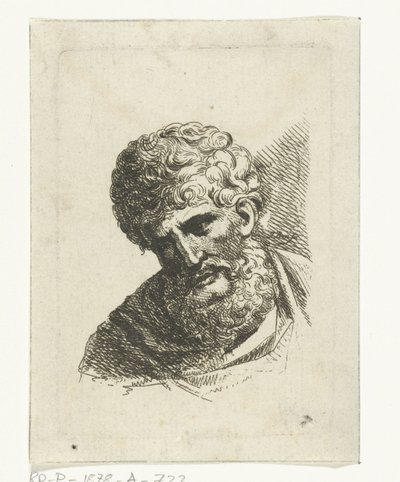 Bust of a man with curly hair and beard by Jacobus Buys