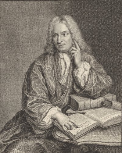 Knee Piece of Hendrik Snakenburg Sitting at a Table with Some Books by Jacobus Houbraken
