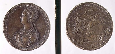 Portrait medal, obverse depicting Hippolytus Gonzaga, reverse possibly depicting Juno on her chariot by Jacopo Nizzola da Trezzo