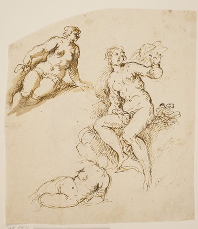 Studies for One Seated and Two Prostrated Women by Jacopo Palma