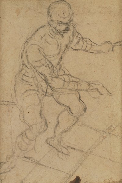 Seated Man seen from Above (recto) by Jacopo Robusti Tintoretto