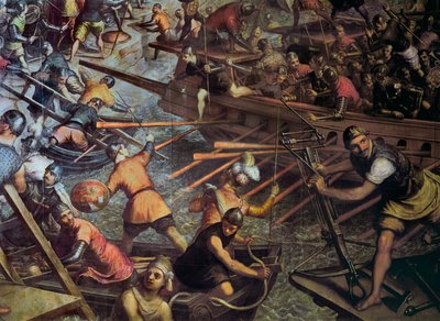 The capture of Constantinople in 1204 (Episode of the 4th crusade) (Detail) by Jacopo Robusti Tintoretto