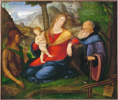 Virgin and child between Saint John Baptist and Saint Anthony Abbas by Jacopo de