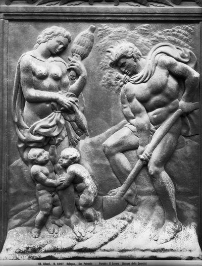 Adam and Eve Forced to Work, Panel from the Porta Magna, c.1430 by Jacopo della Quercia