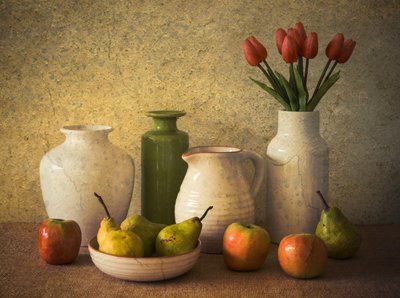 Rustic Fruit and Flowers by Jacqueline Hammer