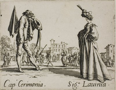 Captain Ceremony - Lady Lavinia, plate 3 from Balli di Sfessania by Jacques Callot