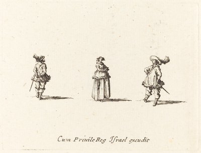 Lady with Arms Folded, and Two Gentlemen by Jacques Callot