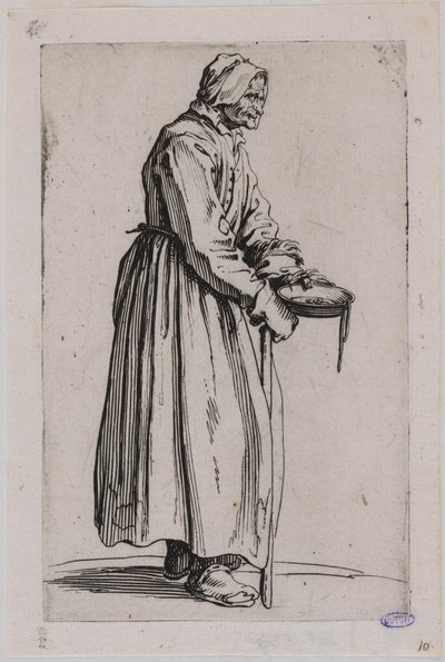 The Beggars, The Beggar Woman with a Bowl. Twentieth Number of a Suite of 25 Pieces (Lieure 498, Meaume 704) by Jacques Callot