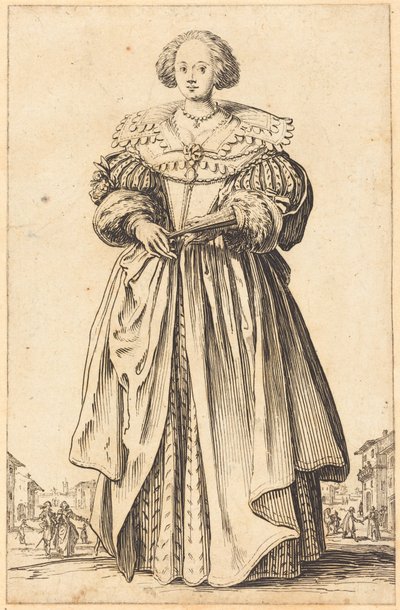 Noble Woman with Fan by Jacques Callot