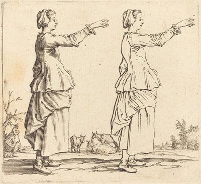 Peasant Woman, in Profile, Facing Right, with Arm Extended by Jacques Callot