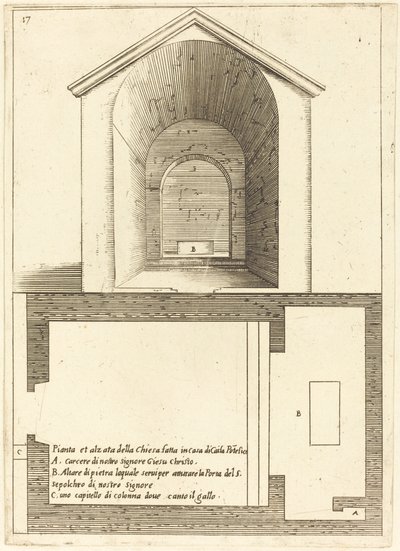 Plan and Elevation of the Church near the House of Caiaphas by Jacques Callot