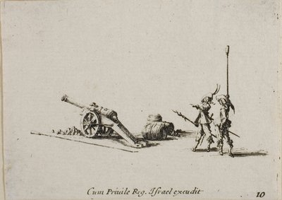 Preparing to Fire the Canon, plate ten from The Military Exercises by Jacques Callot