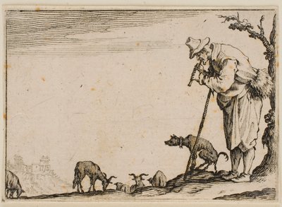 Shepherd Playing a Flute, from “The Caprices” (Florence Edition) by Jacques Callot