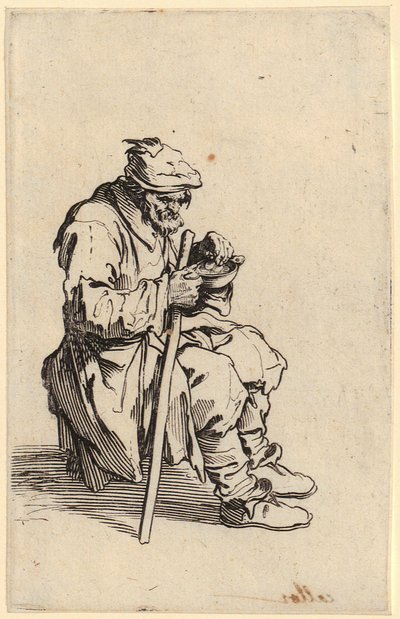 Seated Beggars Eating, Plate 24 from the series "The Beggars" by Jacques Callot