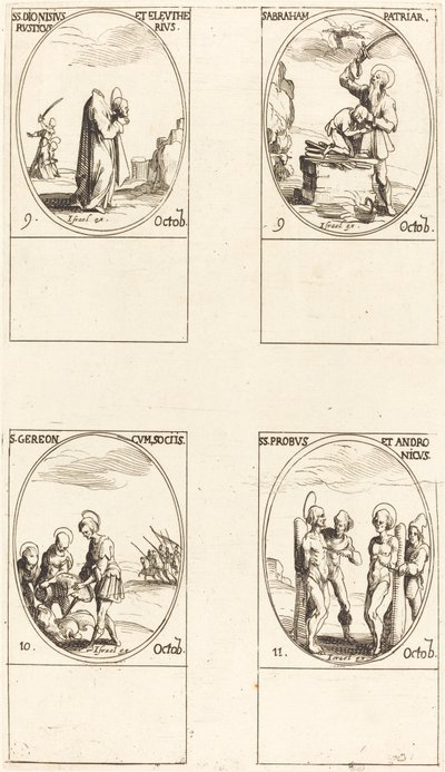 St. Dionysius, Rusticus & Eleutherius, St. Abraham, St. Gereon & Companions, Sts. Pro by Jacques Callot