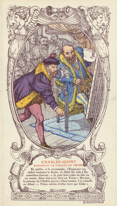 Charles V picking up Titian