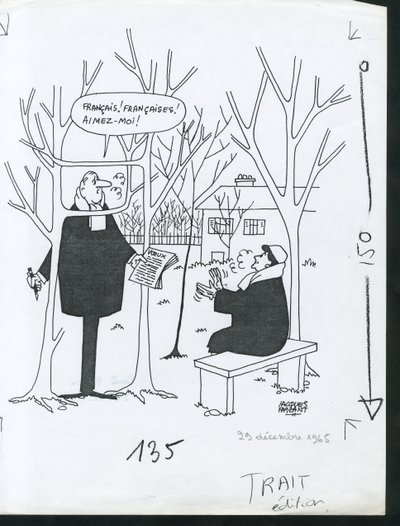Paris-Presse, Satirical in Black & White by Jacques Faizant
