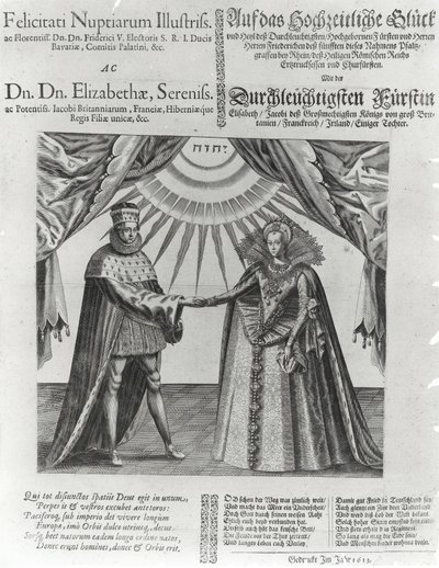 A Broadside on the Wedding of Frederick V, Elector Palatine, and Princess Elizabeth of England, 1613 by Jacques Granthomme