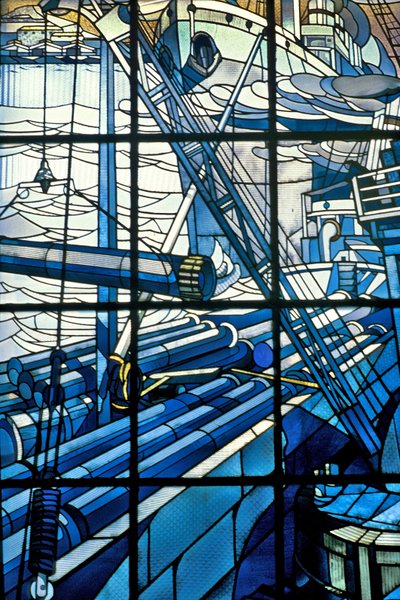 Nancy, Art Nouveau, Stained glass windows at the seat of Pont a Mousson by Jacques Gruber