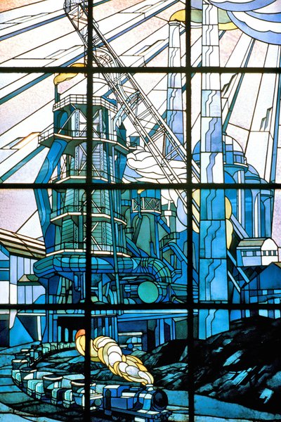 Nancy, Art Nouveau, Stained glass windows at the seat of Pont a Mousson by Jacques Gruber
