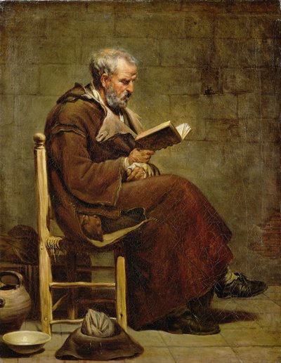A Seated Old Man Reading by Jacques Henri Sablet