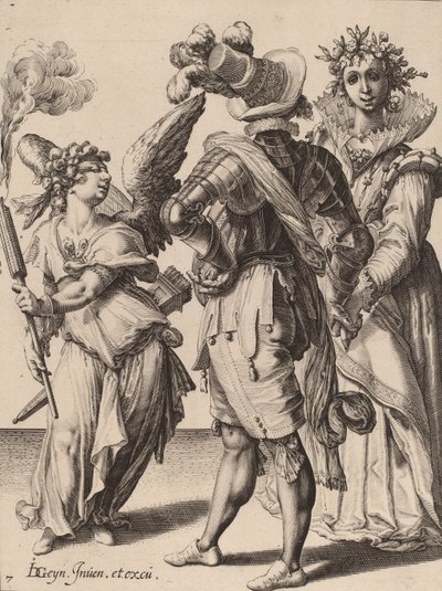 A Blindfolded Cupid Holding a Torch Before a Couple, attributed to Zacharias Dolendo, 1595-6 by Jacques II de Gheyn