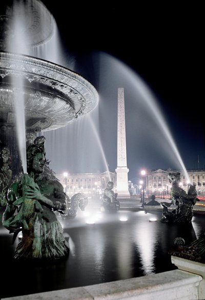View of the fountain made by Jacques Ignace Hittorff and the obelisk of Place de la Concorde in Paris by Jacques Ignace Hittorff