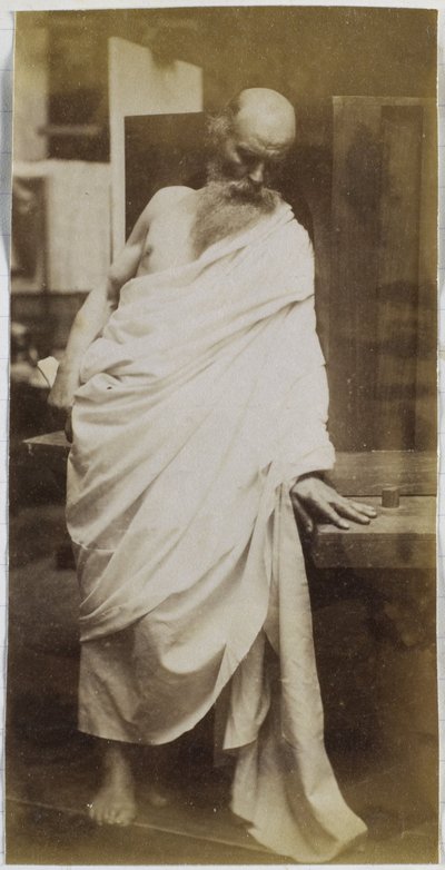 Study of a Male Model, an Old Man with Beard Draped in White Cloth, in the Studio of Jacques de Lalaing by Jacques Lalaing (attributed to)
