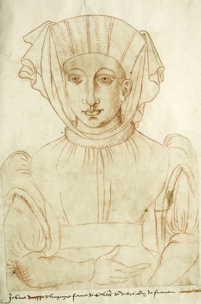 Jehenne de Bourgogne, Wife of Philip of Valois, King of France, fol. 6 of the Arras Collection by Jacques Le Boucq