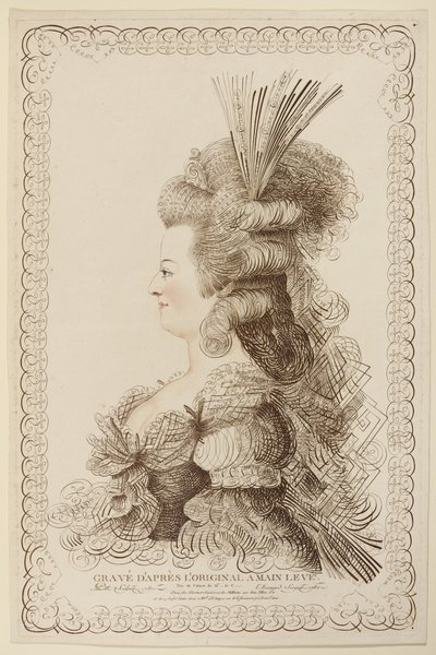 Calligraphic Portrait of Marie Antoinette, 1787 by Jacques Louis Petit