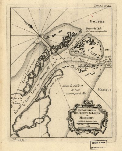 Mouths of the St. Louis or Mississippi River, 1763 by Jacques-Nicolas Bellin