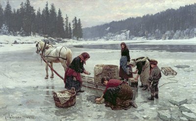 Women Doing Laundry Through a Hole in the Ice by Jahn Ekenaes