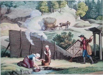 Making charcoal in Austria, illustration from 