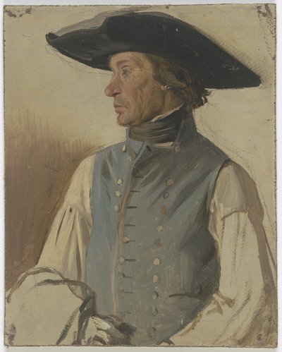 Farmer with Large Hat and Blue Vest by Jakob Becker