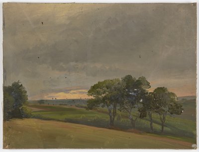 Evening meadow with trees by Jakob Becker