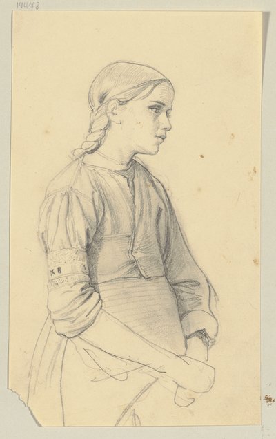 Study of a Young Girl, Face in Profile to the Right by Jakob Becker