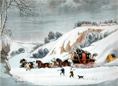 A Mail in Deep Snow, engraved by George Hunt by James (after) Pollard