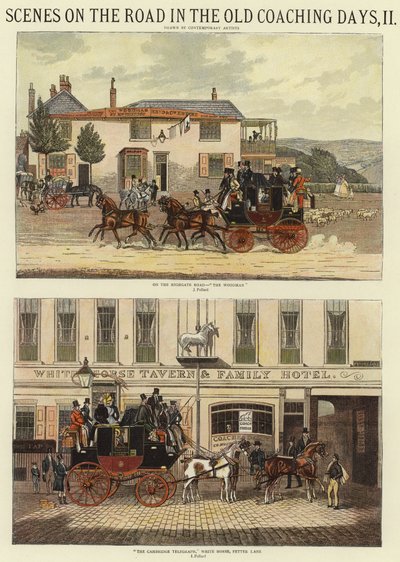 Scenes on the Road in the Old Coaching Days, II by James (after) Pollard