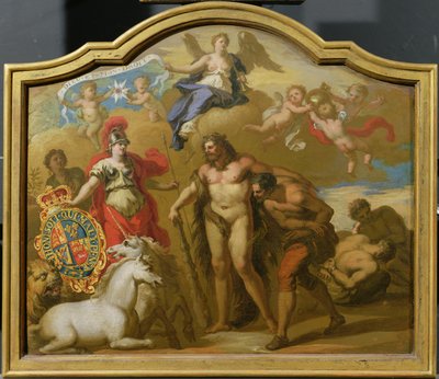 Allegory of the Power of Great Britain by Land, design for a decorative panel for George I