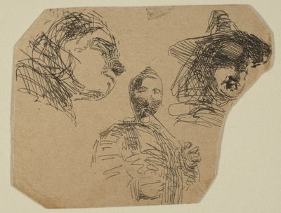 Two Female Heads and Standing Figure from Sketches on the Coast Survey Plate by James Abbott McNeill Whistler