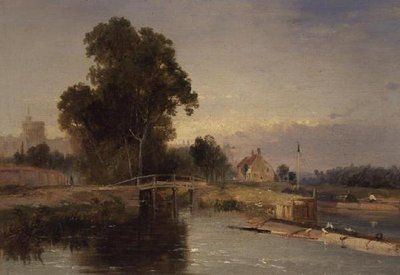 Barge with a Lock Gate and Windsor Beyond by James Baker Pyne